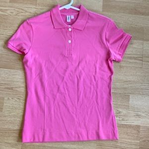 District threads ladies pink polo shirt